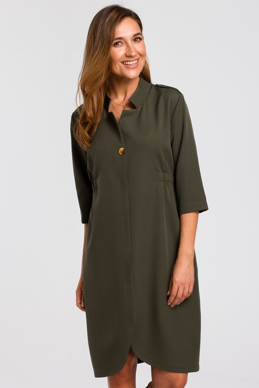 Sukienka marynarka elegancka żakietowa asymetryczna midi zielona