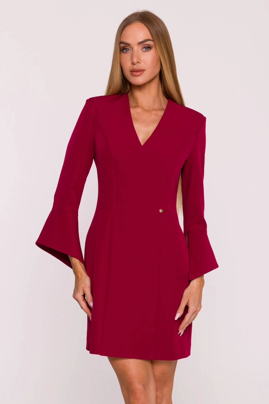 Elegancka sukienka trapezowa mini bordowa