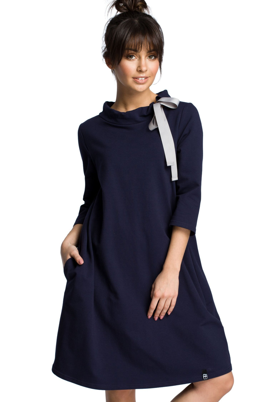 Sukienka sportowa bombka oversize z kieszeniami i wiązaniem granat