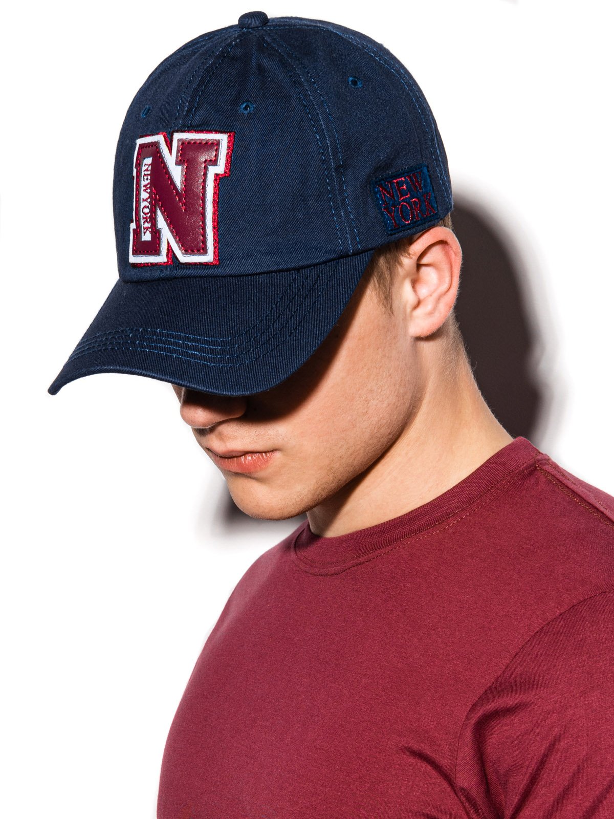 Czapka męska z daszkiem - granatowa H036 - uniwersalny