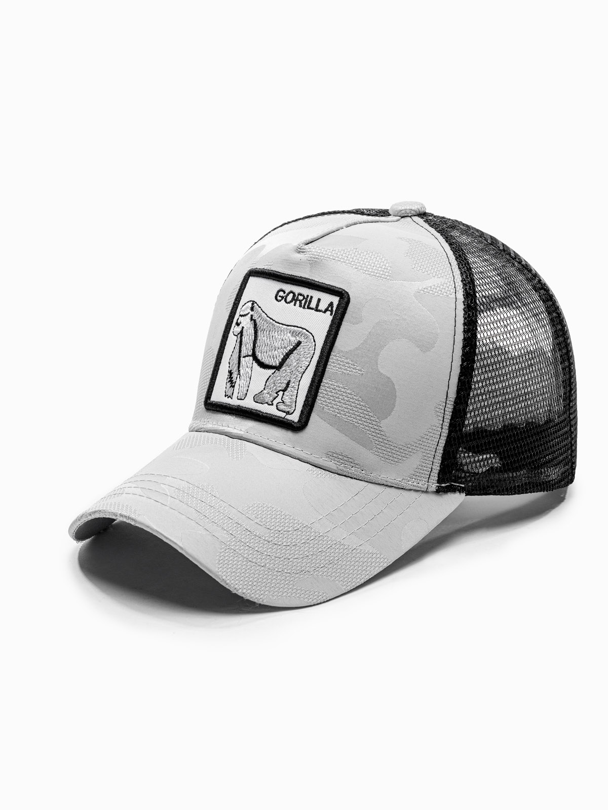 Czapka męska z daszkiem - szara/moro H080 - uniwersalny