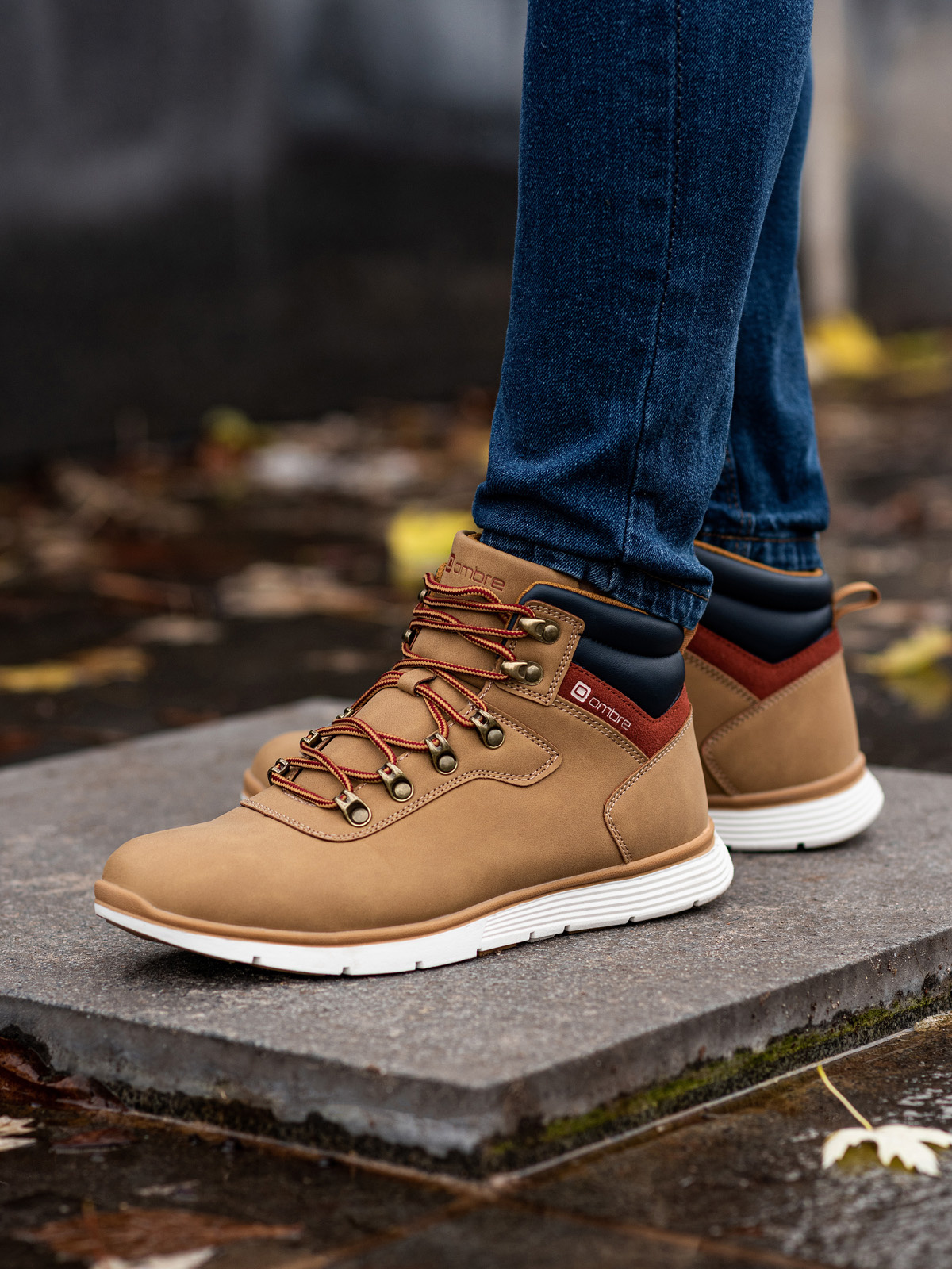 Buty męskie trapery ocieplane - camel V2 T312 - 44