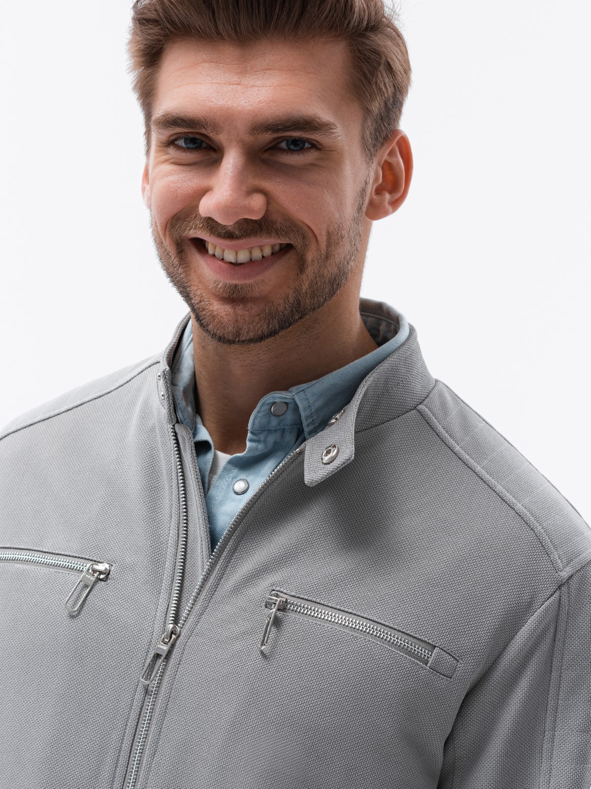 Kurtka męska biker - szara V3 C461 - M