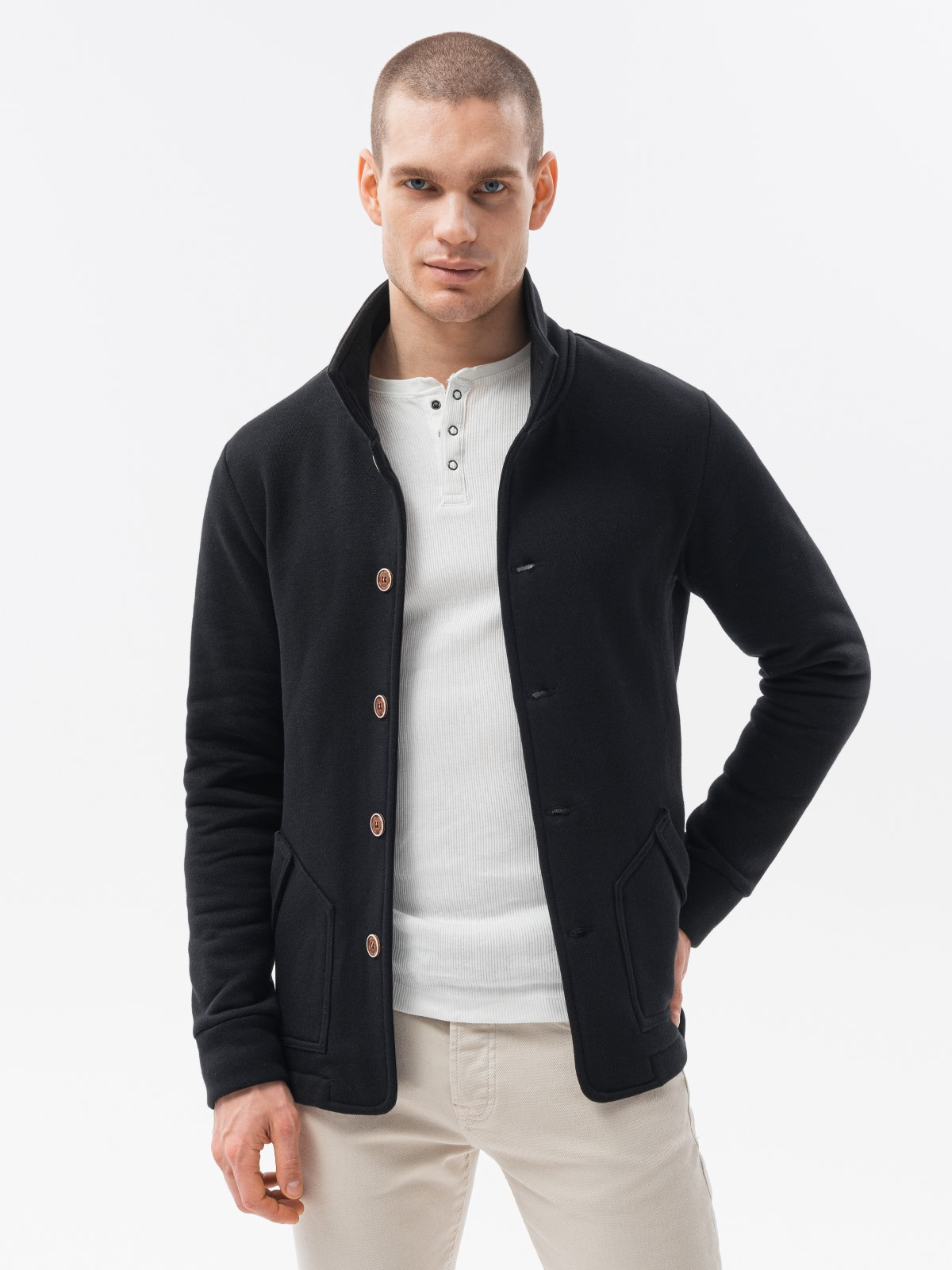 Bluza męska rozpinana bez kaptura - czarna CARMELO - XL