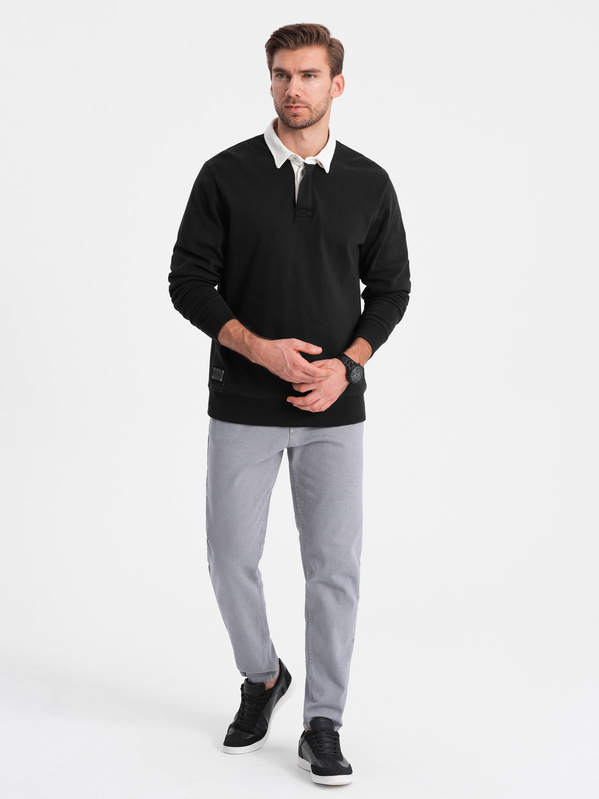 Spodnie męskie jeansowe bez przetarć SLIM FIT - szare V1 - Rozmiar: XL