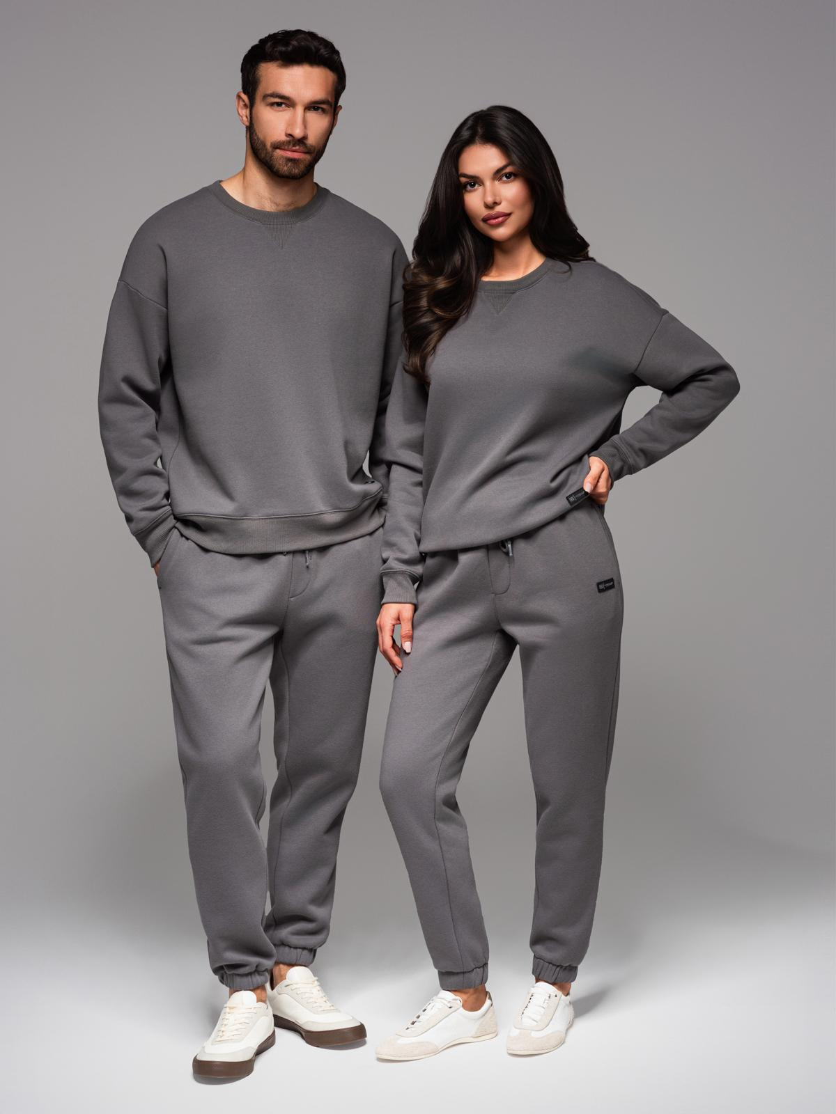 Komplet dresowy UNISEX w stylu athleisure ze spodniami i bluzą - szary V18