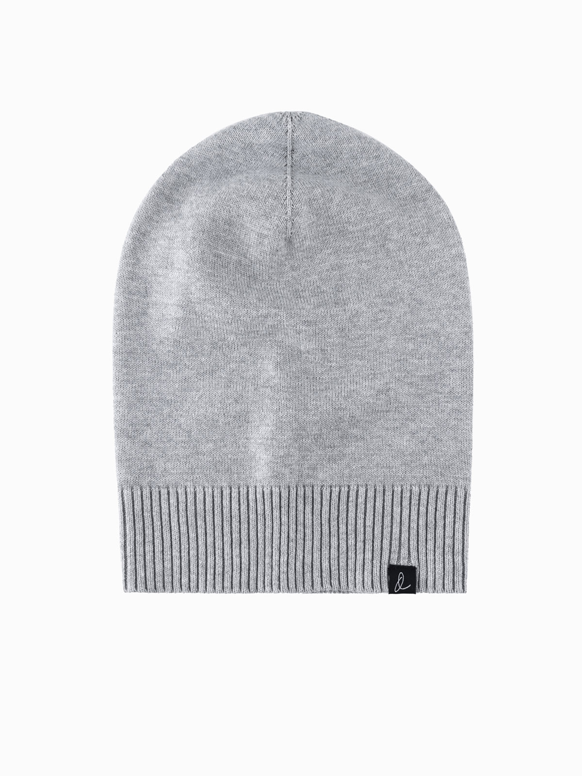 Zimowa czapka męska beanie z bawełnianej dzianiny – szary melanż V5