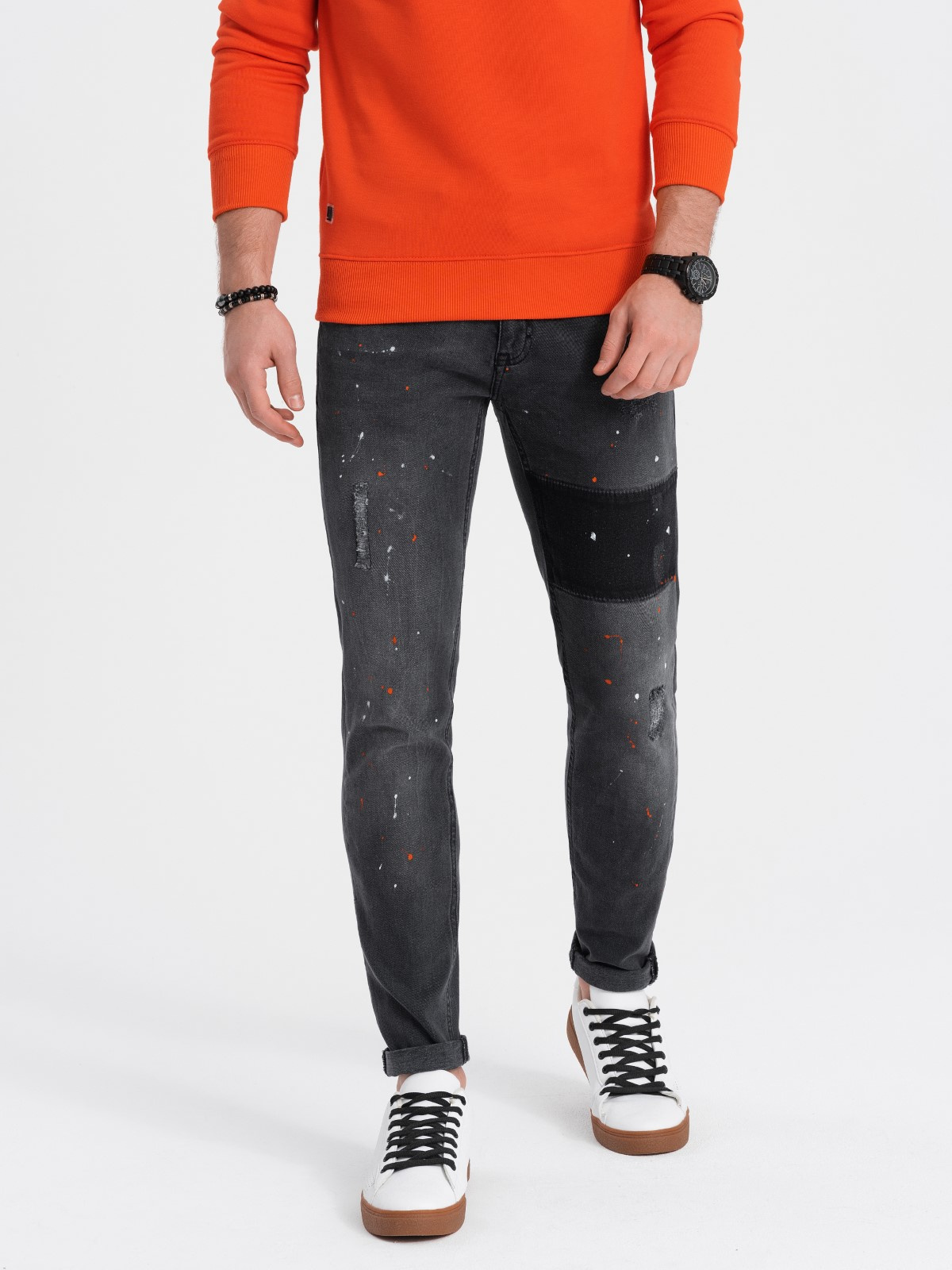Spodnie męskie jeansowe SKINNY FIT - czarne V1