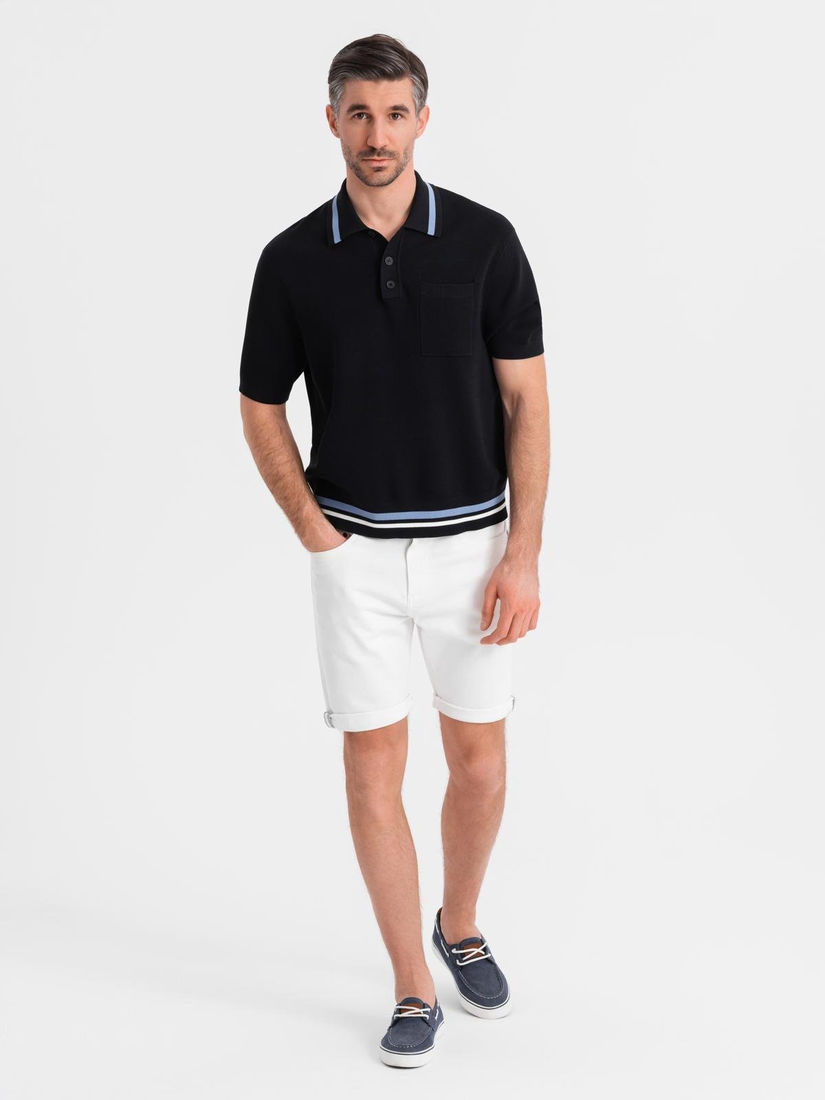 Męskie jeansowe klasyczne szorty z podwiniętą nogawką – białe V1 - Rozmiar: XXL