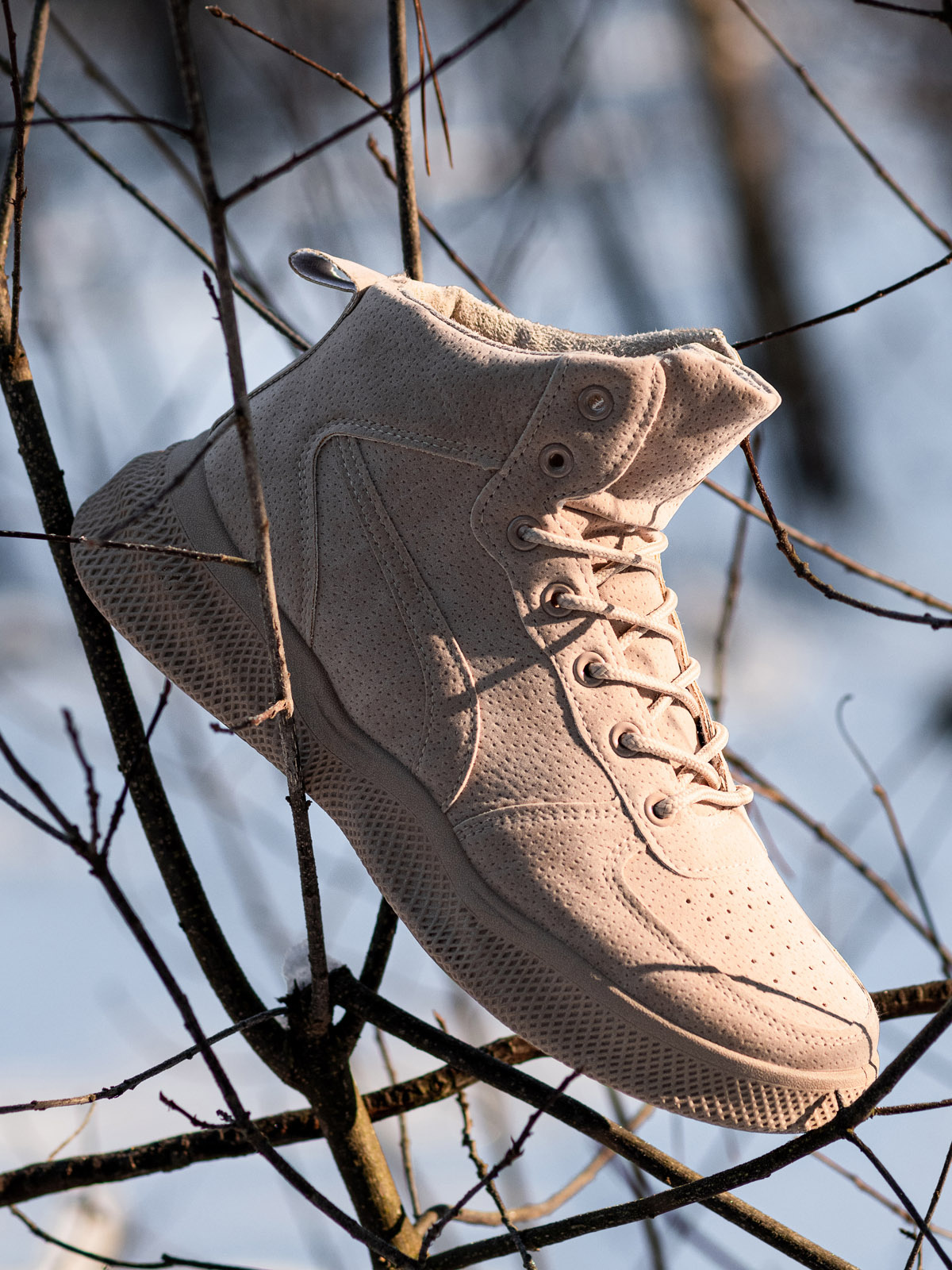 Buty męskie sneakersy wysokie - beżowe V1 - Rozmiar: 40