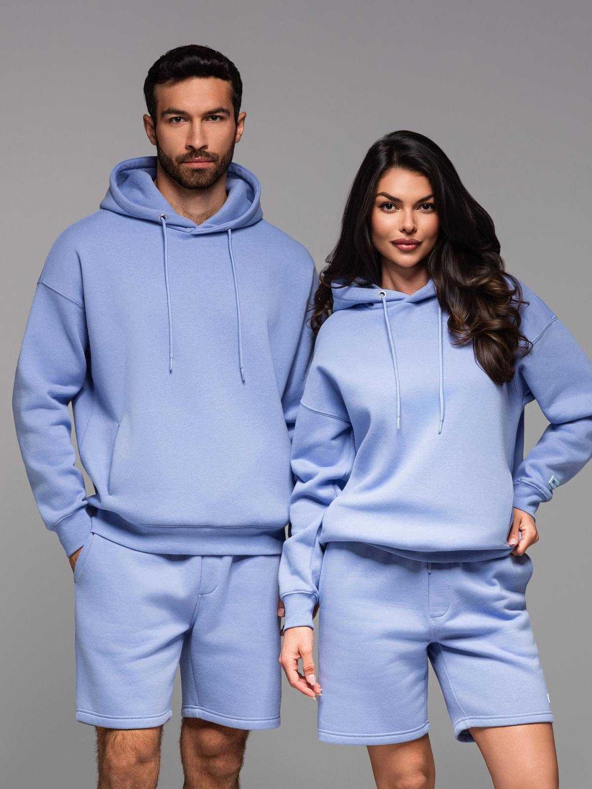 Dresowa bluza unisex z kapturem i kieszeniami – lawendowa V9 - Rozmiar: M/L