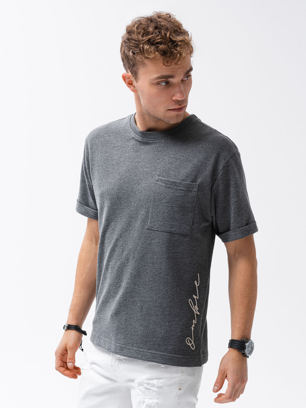 T-shirt męski z nadrukiem - czarny