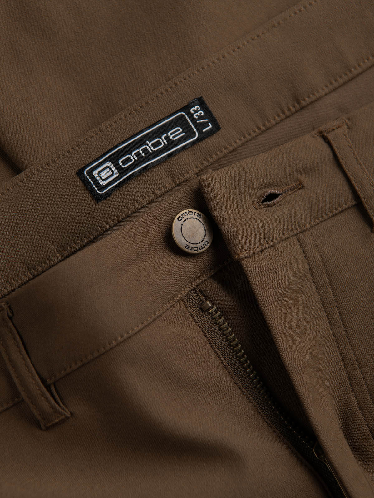 Spodnie męskie materiałowe REGULAR z kieszeniami cargo - oliwkowe V2 - Rozmiar: S