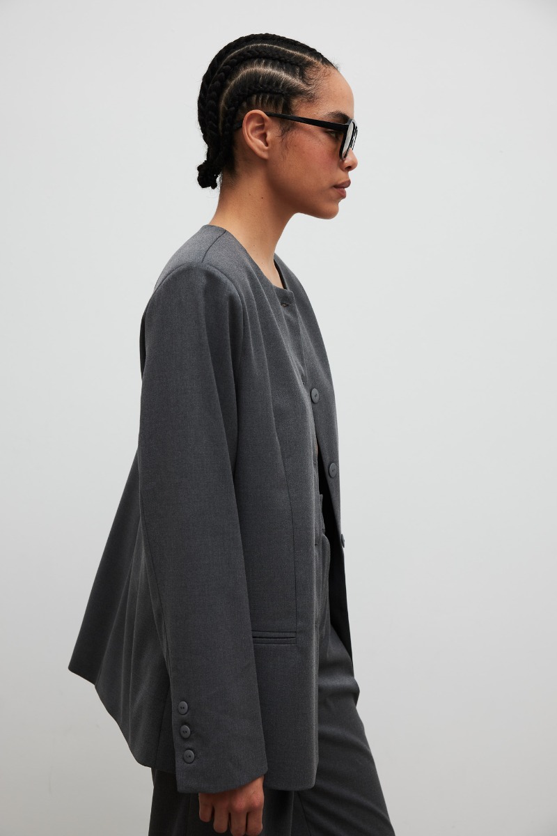 Gładka marynarka w kolorze GRAPHITE - ELEGANCE-S/M