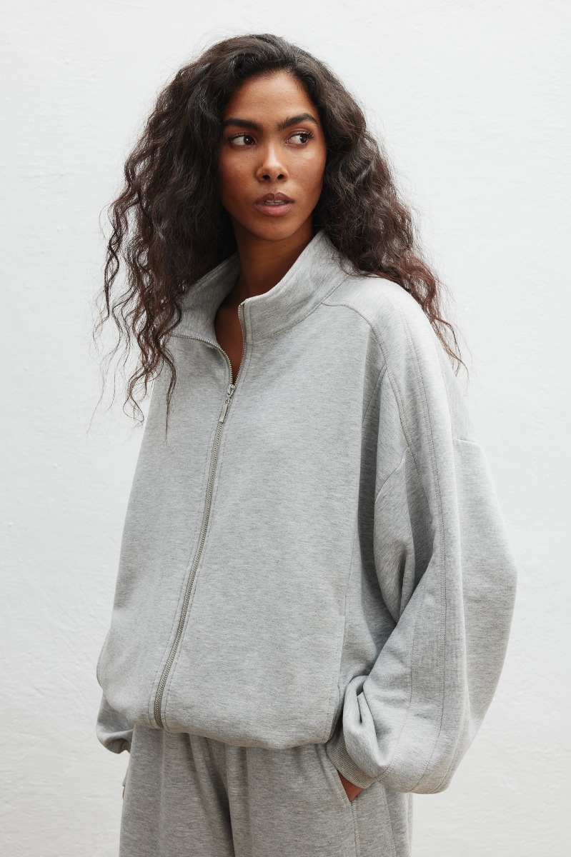 Bluza zapinana na zamek w kolorze LIGHT GREY MELANGE -MELLOW -M/L