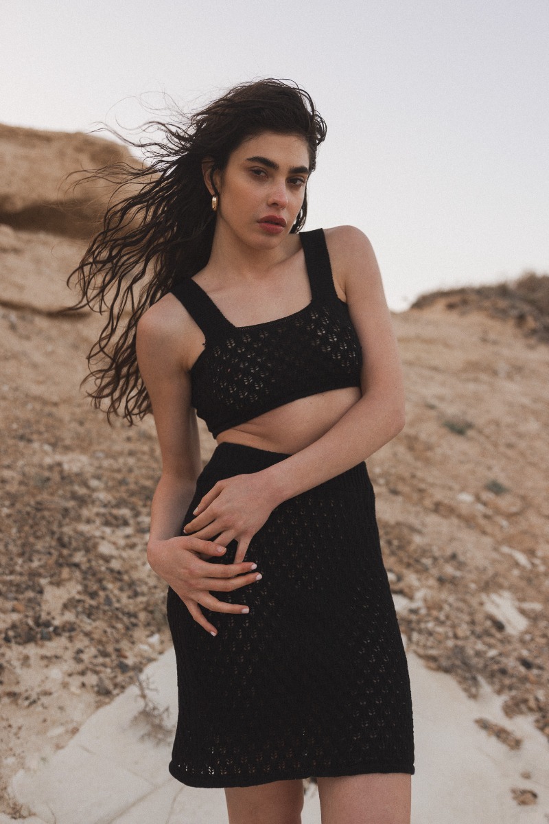 Ażurowa spódnica w kolorze TOTALLY BLACK - SICILY-M/L