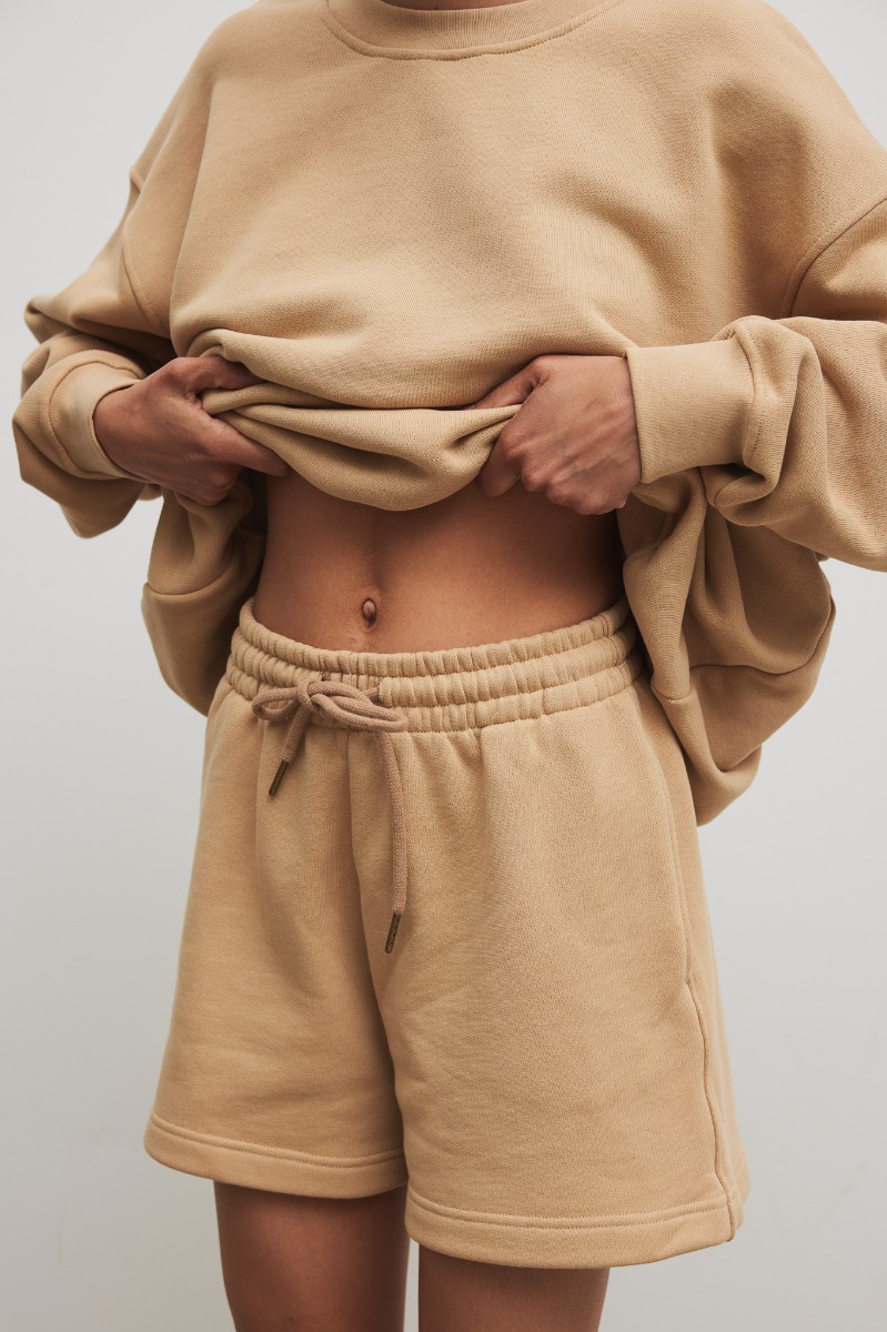 Krótkie spodenki ze sznurkiem w kolorze BISQUIT - PROSPER-XL