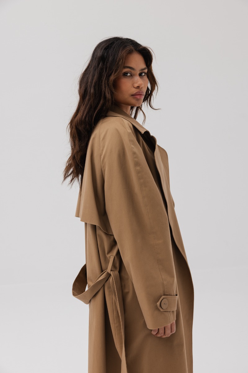 Klasyczny bawełniany trencz w kolorze CAMEL - VENICE