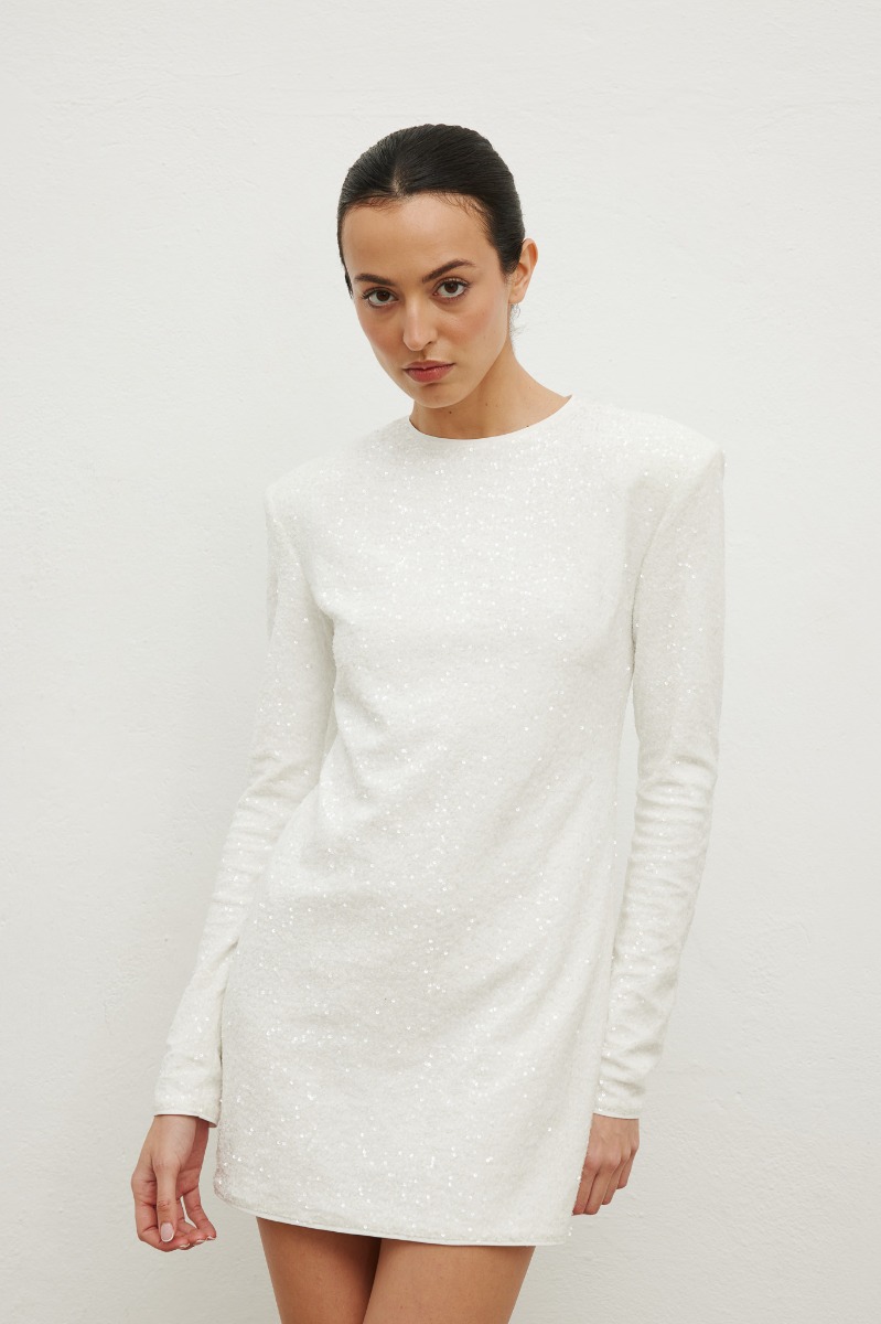 Sukienka z cekinami w kolorze CREM- CONFETTI -L