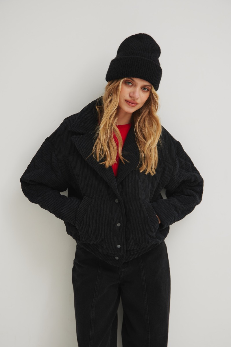 Sztruksowa kurtka bomberka w kolorze DEEP BLACK - PHANTOM-L