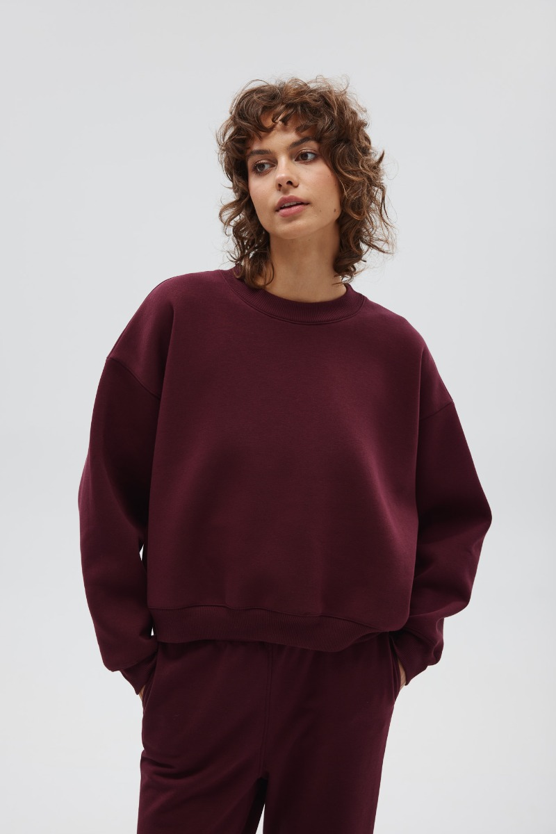 Bluza damska typu oversize w kolorze BURGUNDY - PINEY