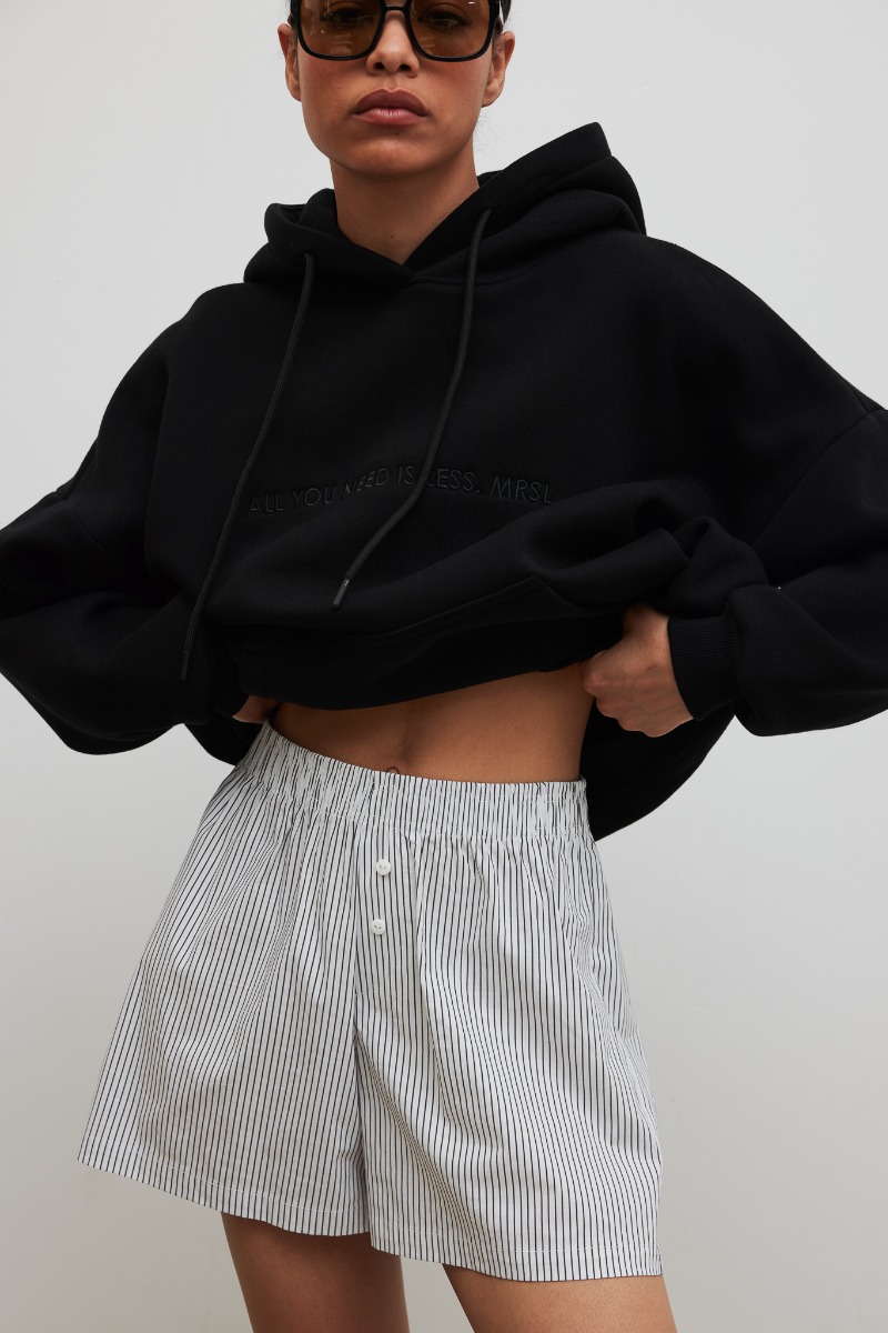 Bawełniane szorty w PASKI kolorze BIAŁYM - CLINT-L