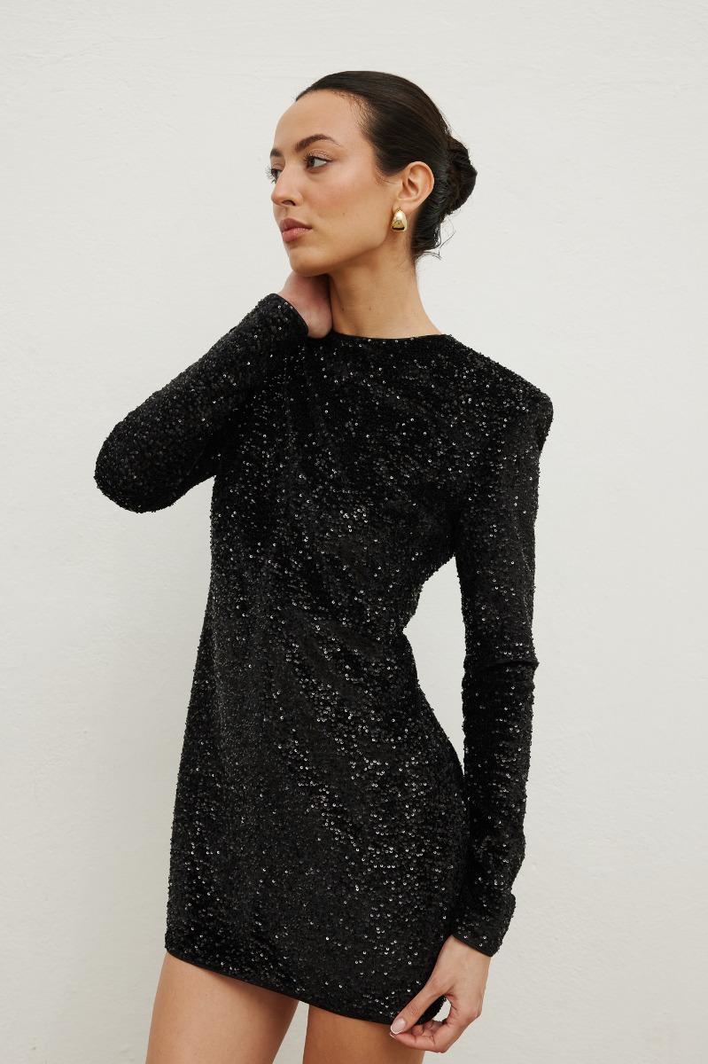 Sukienka z cekinami w kolorze BLACK- CONFETTI -L