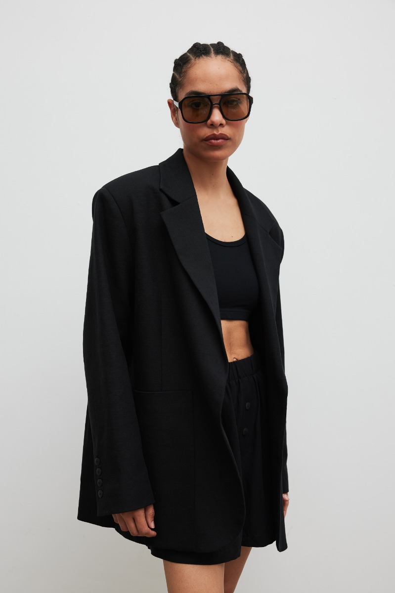 Marynarka z lnem oversize w kolorze BLACK - HARLEY