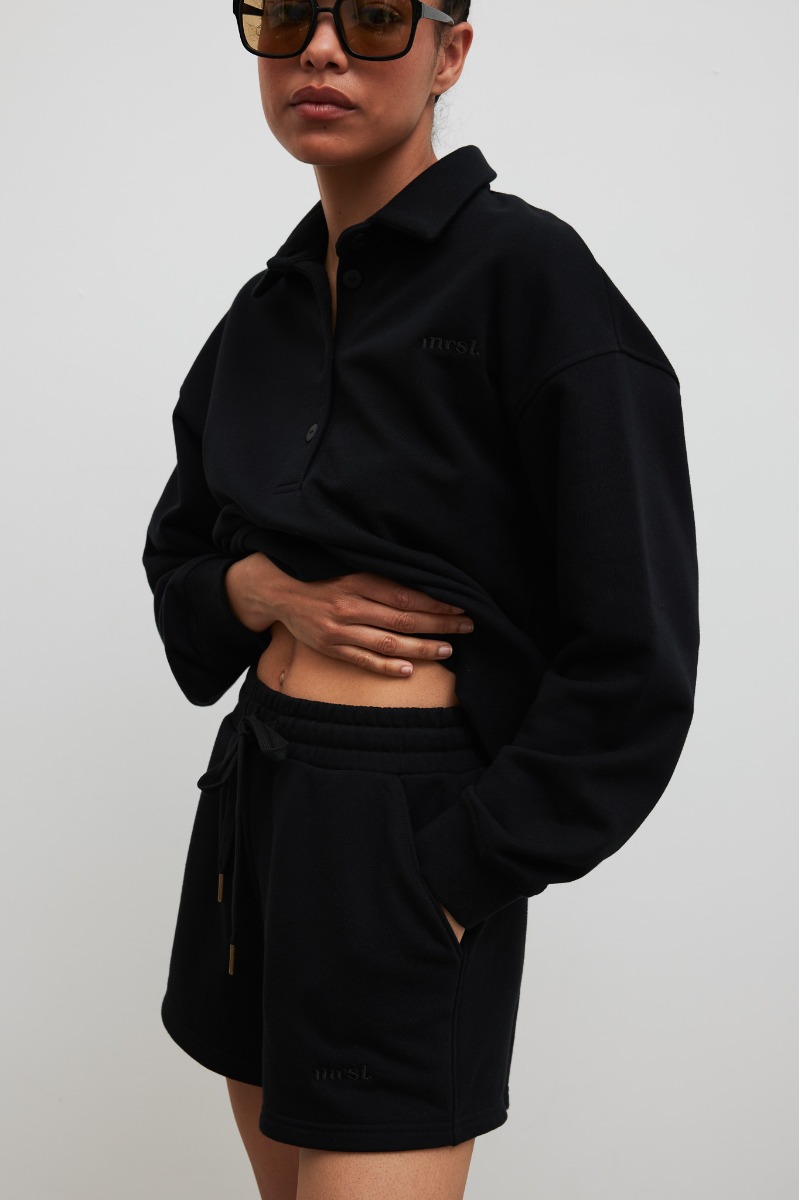 Szorty z dzianiny dresowej w kolorze TOTALLY BLACK - BREEZE-L