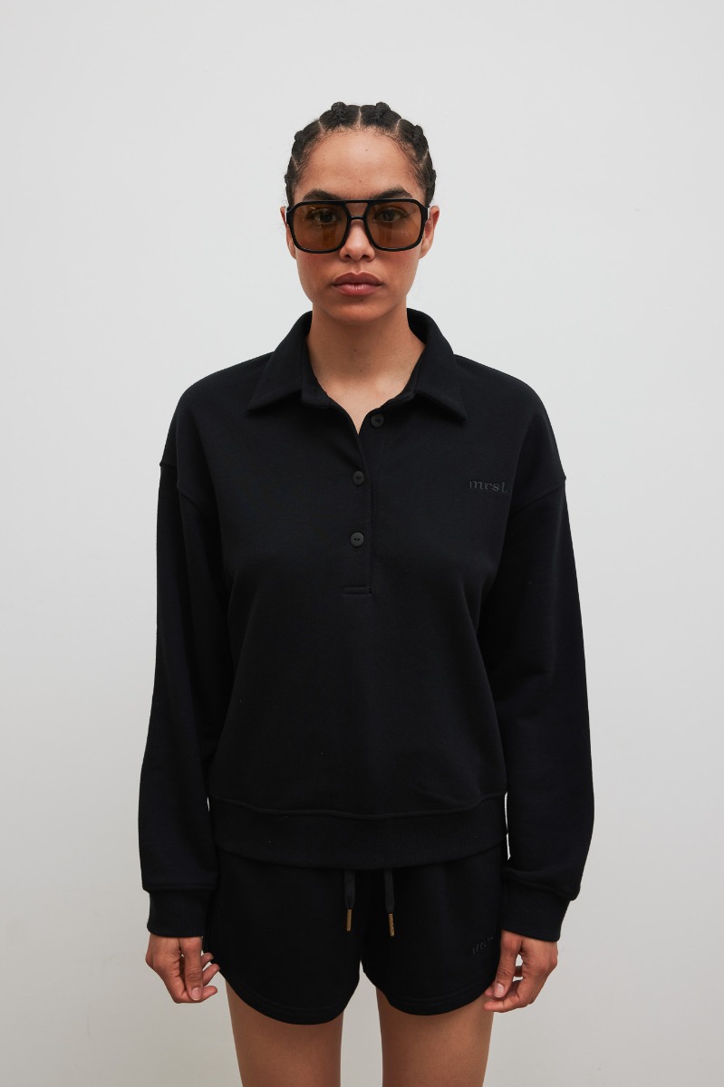 Bluza damska z kołnierzem w kolorze TOTALLY BLACK - EXPLORE-S/M