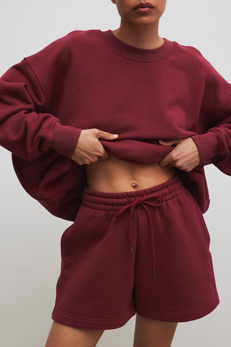Krótkie spodenki ze sznurkiem w kolorze BURGUNDY - PROSPER-XS