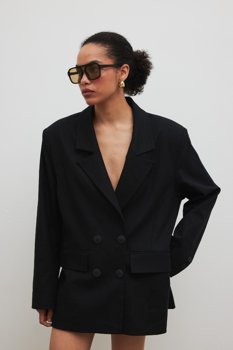 Marynarka z marszczeniem w kolorze TOTALLY BLACK - ROCHELLE-S/M