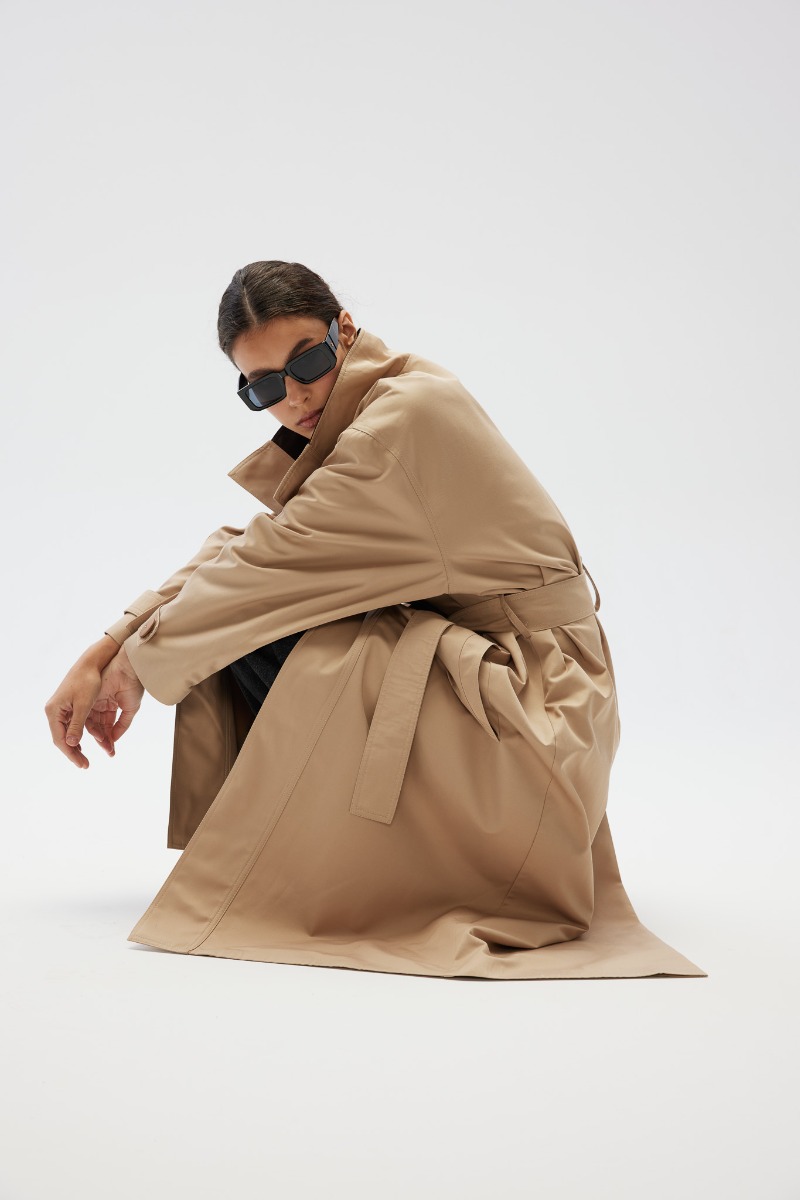 Klasyczny trencz w kolorze BEŻOWYM - MERVE-S/M