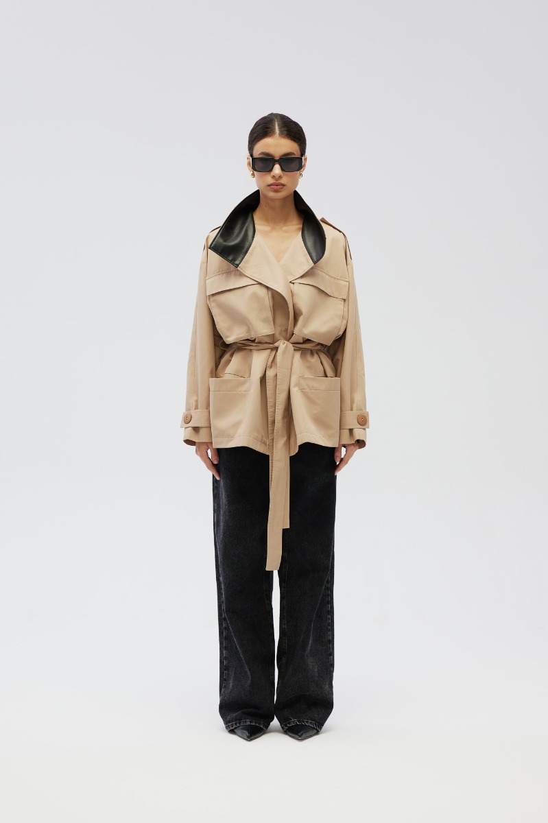 Płaszcz o długości midi w kolorze BEŻOWYM- LENOX-M/L