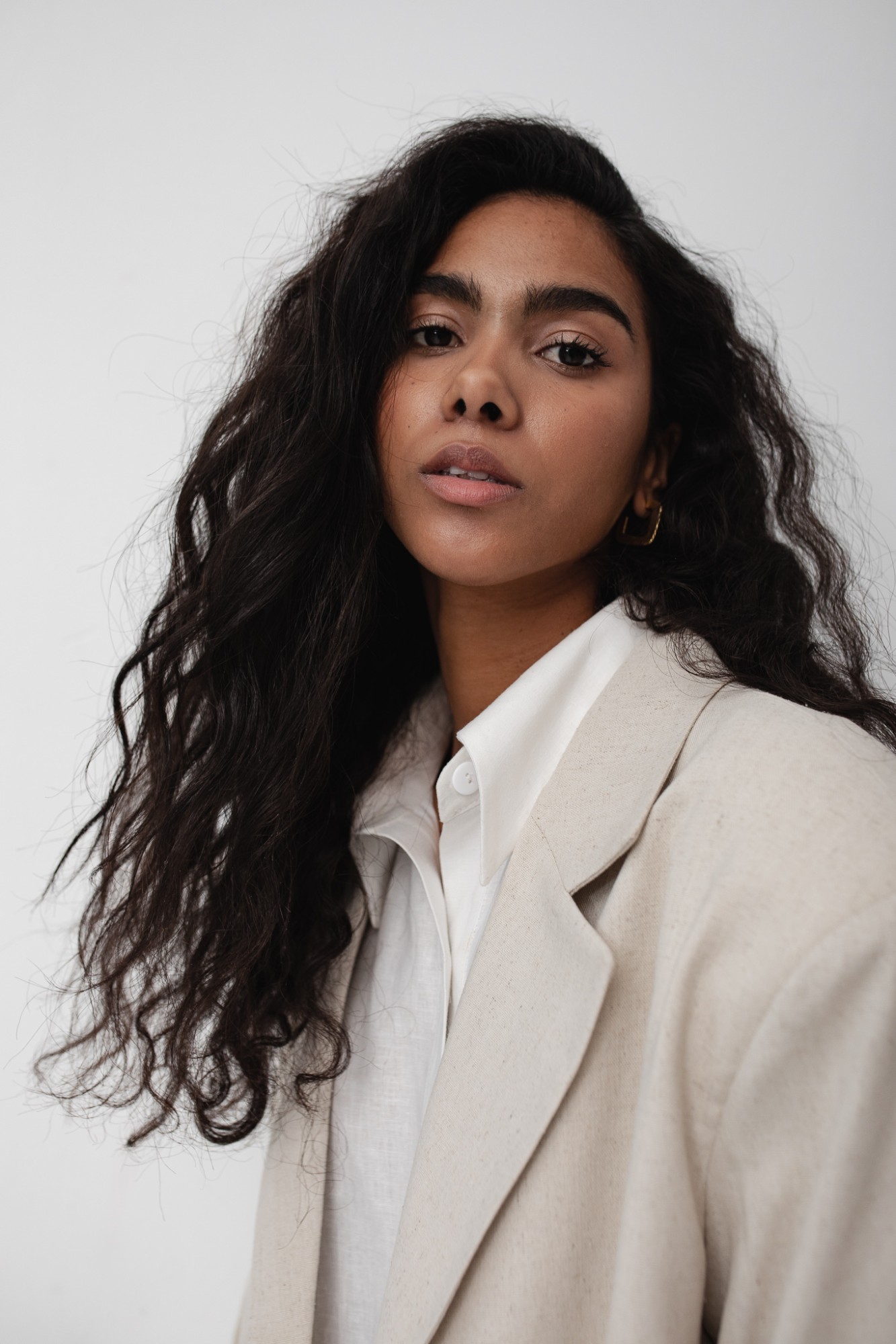 Marynarka z lnem oversize w kolorze LIGHT BEIGE - HARLEY-M/L