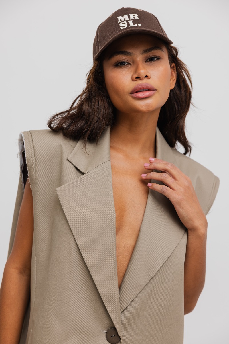 Kamizelka typu oversize w kolorze BEIGE- VICAR-UNI