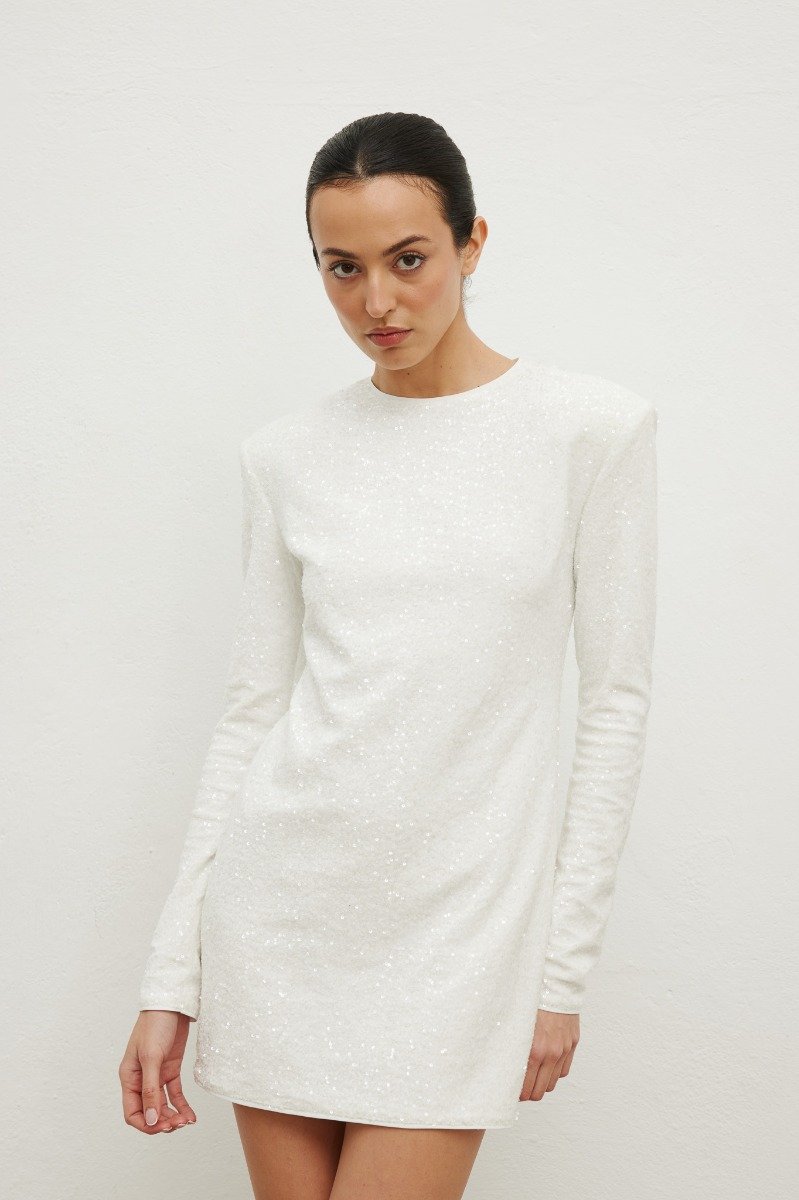 Sukienka z cekinami w kolorze CREM- CONFETTI -XS