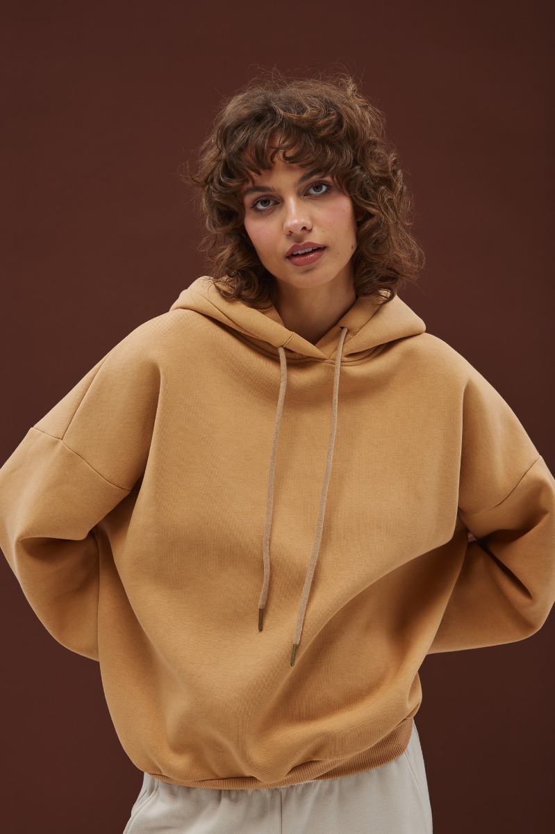 Bluza typu oversize z ociepleniem w kolorze DARK BISQUIT - AMBERLY-UNI