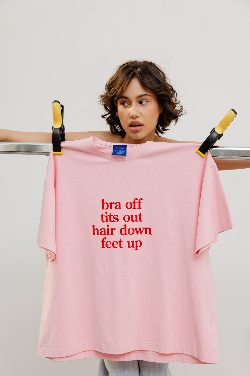 T-shirt z NADRUKIEM w kolorze PINK - EAZY - BRA OFF-XS/S