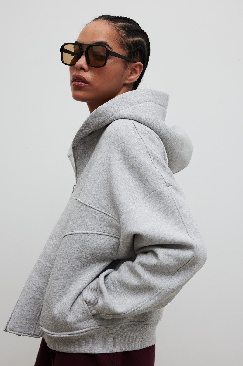 Bluza z kapturem zapinana na zamek w kolorze GREY MELANGE - DESEO