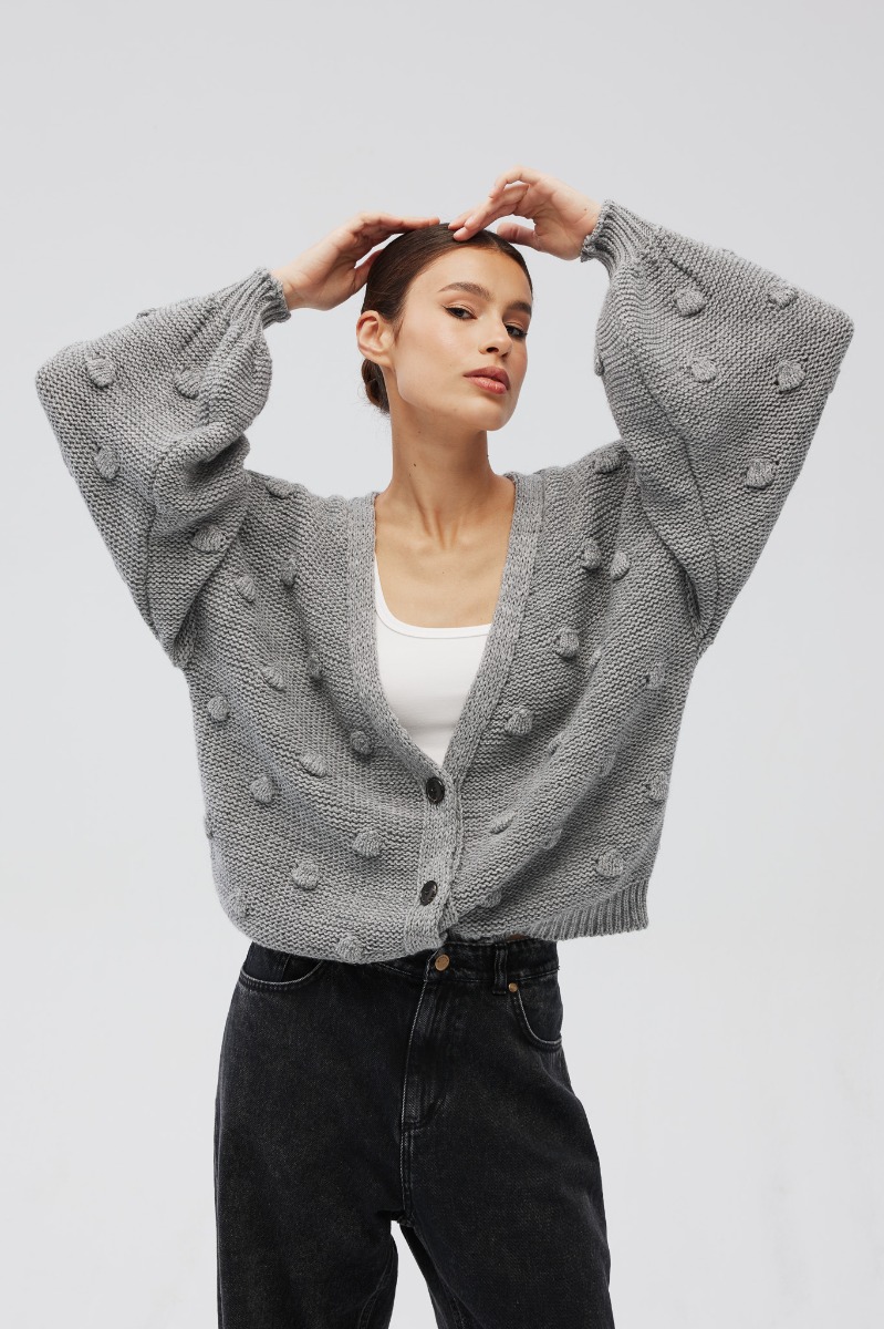 Kardigan zapinany na guziki w kolorze GREY - BUBLE-UNI