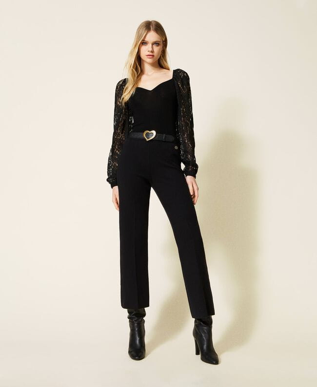 ROZKLOSZOWANE SPODNIE Z DZIANINY TWINSET