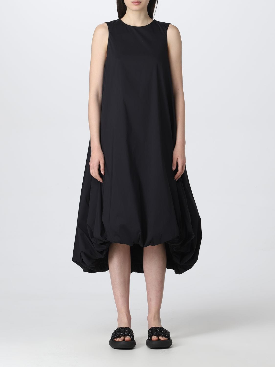 CZARNA SUKIENKA BOMBKA MIDI LIVIANA CONTI