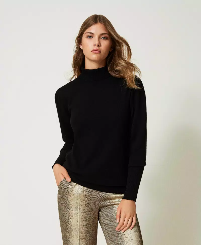 CZARNY KASZMIROWY SWETER Z GOLFEM TWINSET