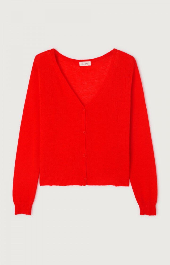 CZERWONY LEKKI SWETER NA GUZIKI AMERICAN VINTAGE