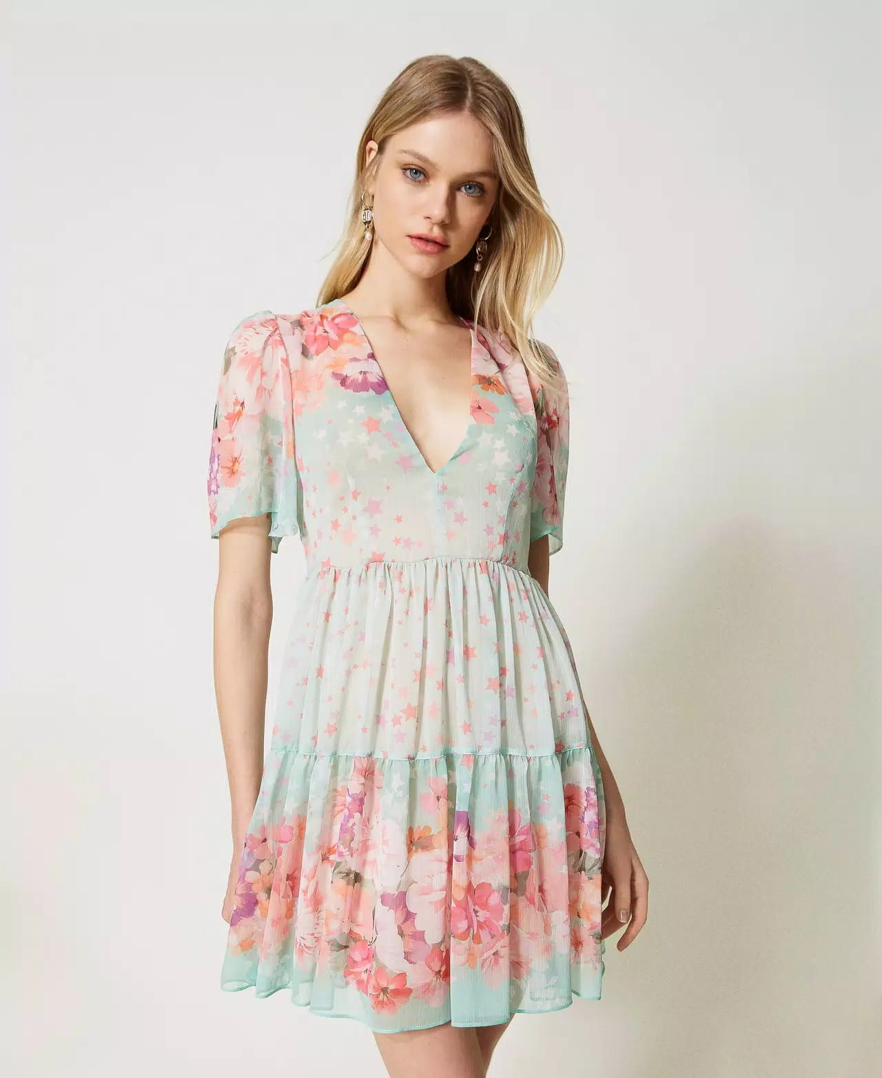 MIĘTOWA SUKIENKA W KWIATY TWINSET