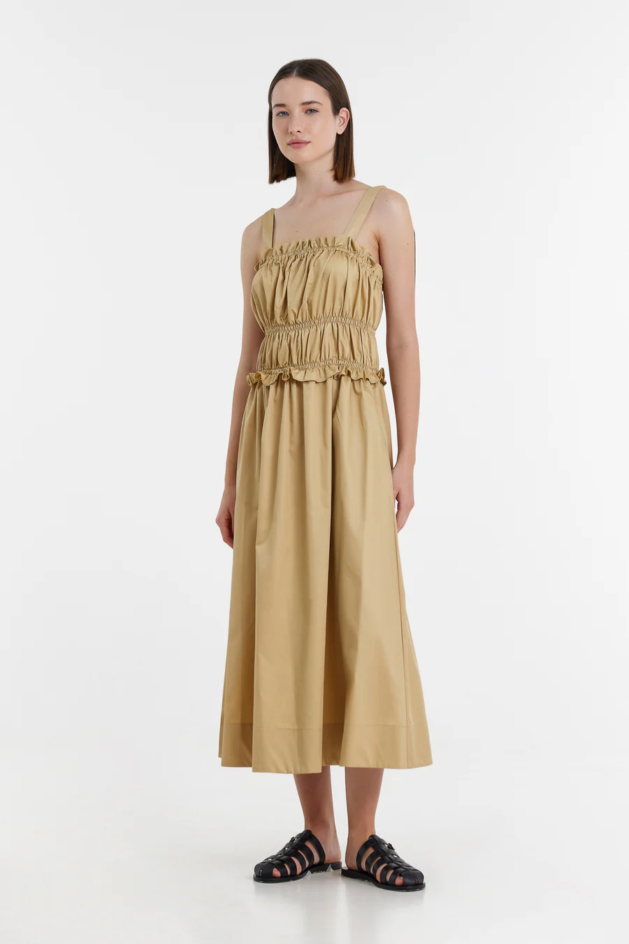 BEŻOWA BAWEŁNIANA SUKIENKA MIDI DEVOTION