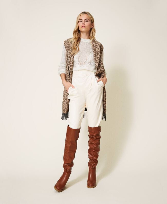 Kamizelka z wełny żakardowej w zwierzęcy wzór Twinset (Outlet)