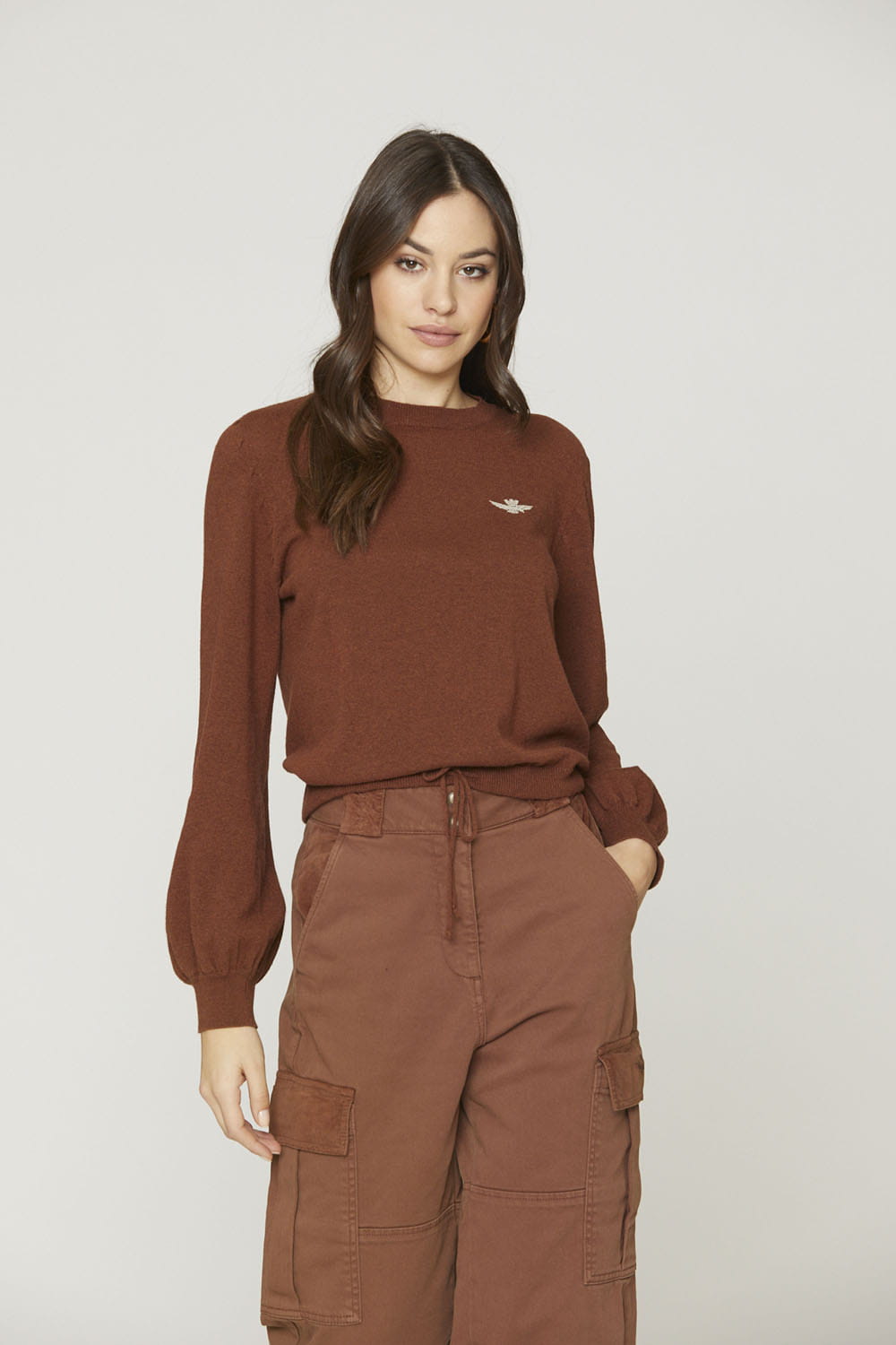 CZEKOLADOWY SWETER AERONAUTICA MILITARE