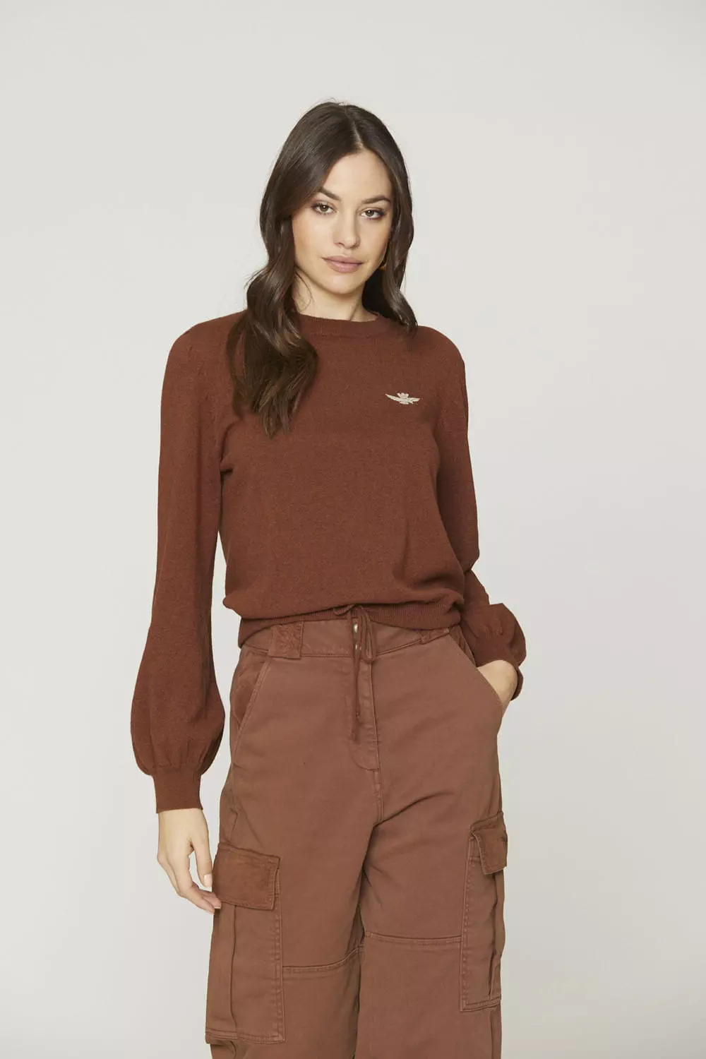 CZEKOLADOWY SWETER AERONAUTICA MILITARE